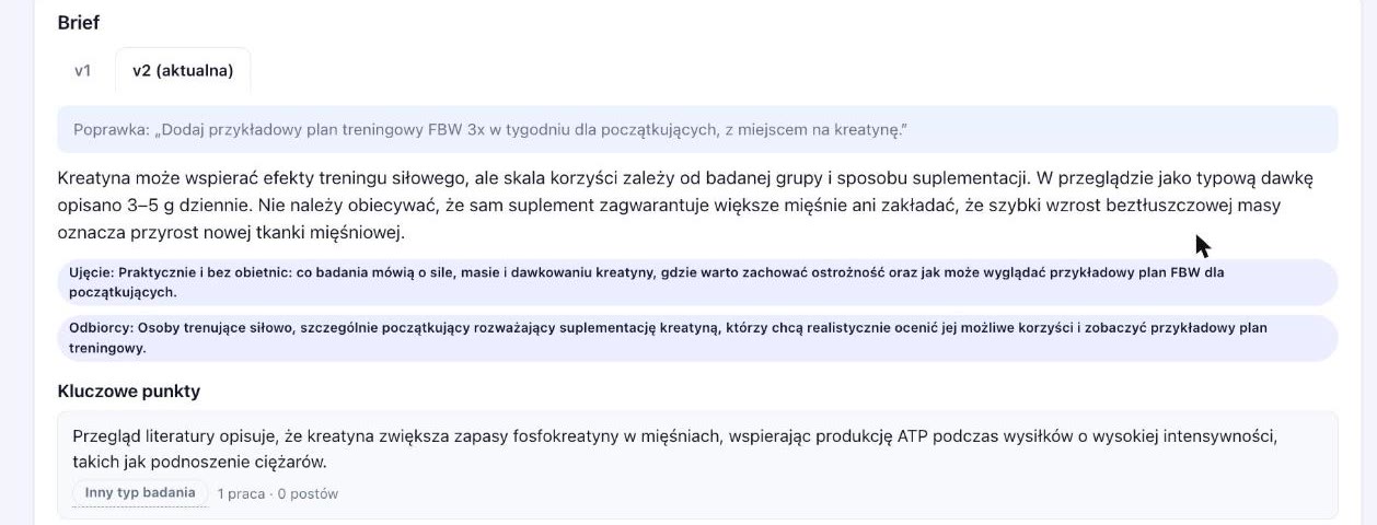 Brief z odznakami typu badania