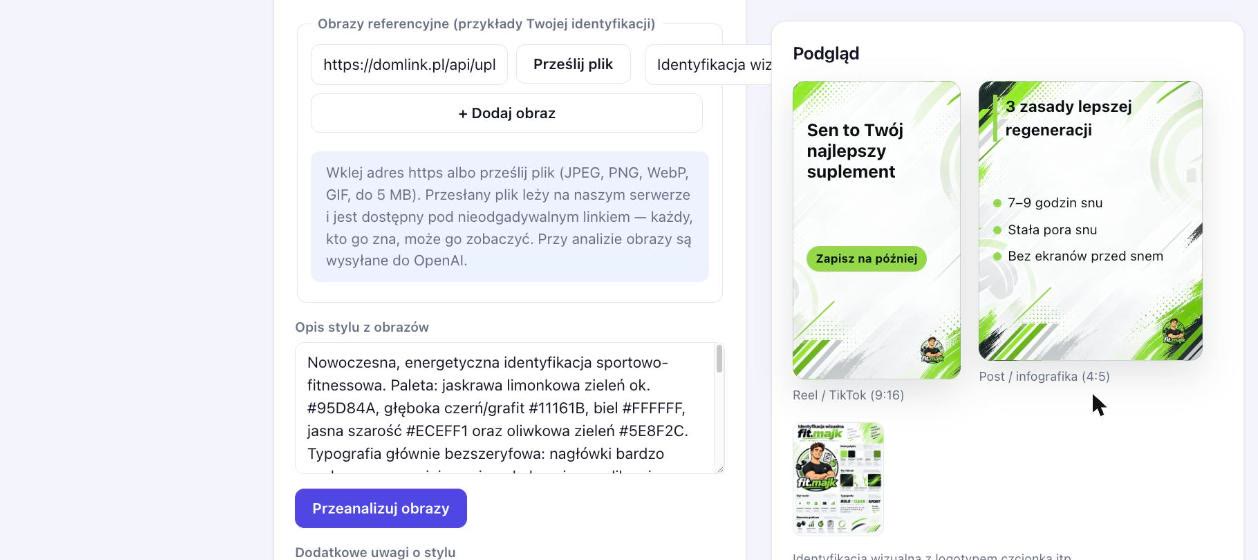 Obrazy referencyjne i opis stylu